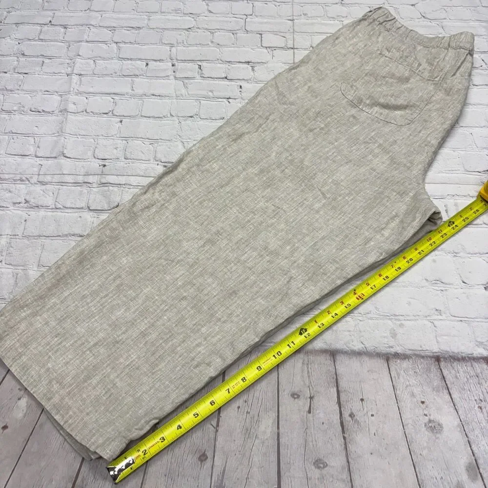 Quince Women Wide Leg 100% Linen Crop Pants Size 2X Beige D127 -22